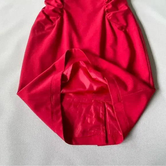 Sharagano Vintage RED Sleeveless Sexy Ruched Dress Women’s Size 10 - Picture 8 of 12